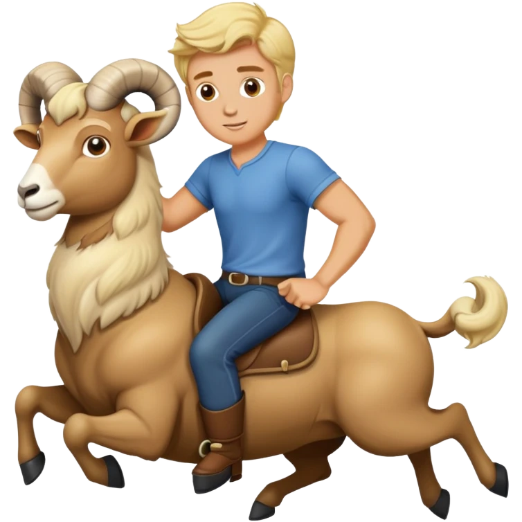 Blonde white guy riding a ram emoji