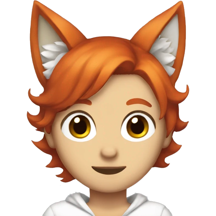 create an anime character who has red hair and fox ears emoji