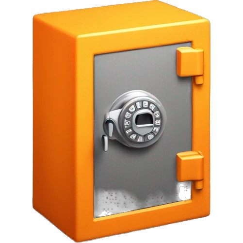 3d colosed isometric small safe in orange or yellow emoji