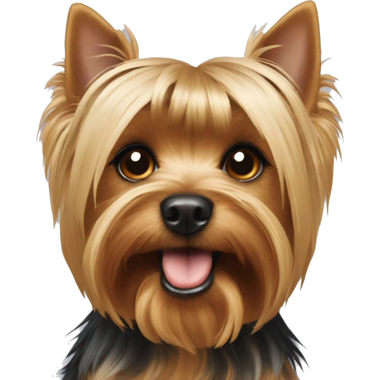 Yorkshire Terrier with a tail on his head emoji