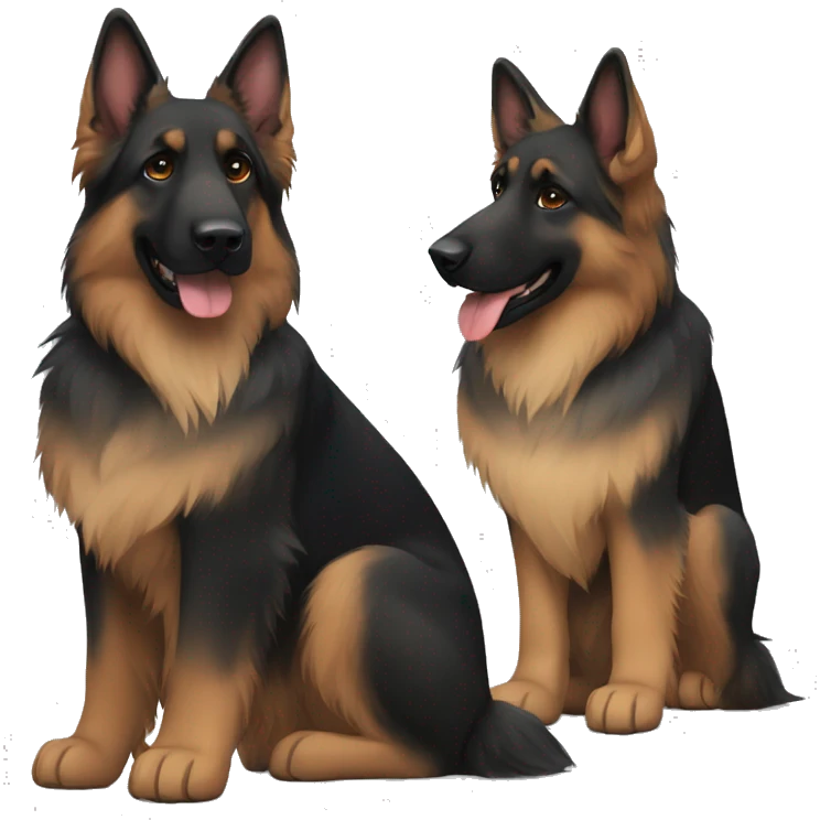 Black and red longhair German shepherd with black face emoji