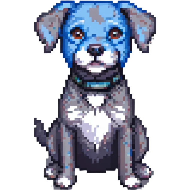 dark grey dog playful pose pixel art emoji emoji