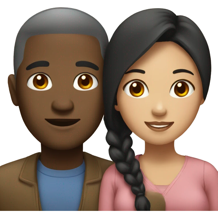 Black man and asian woman couple emoji