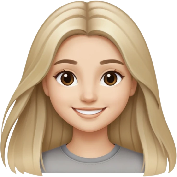 girl with long hair ash blonde balayage straight eyebrows smiling  emoji