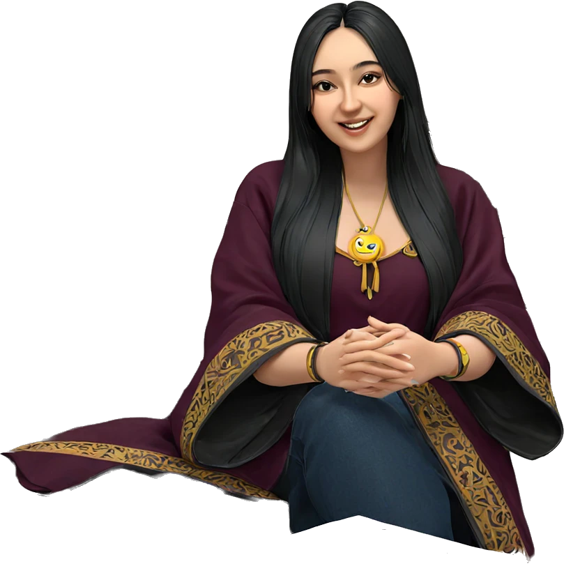 smiling girl with black hair emoji