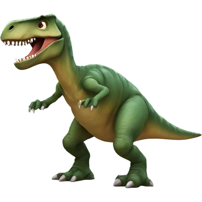 Dinosaur doing a push up emoji