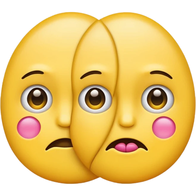 two emojis not happy stuck together no pink cheeks only two  emoji
