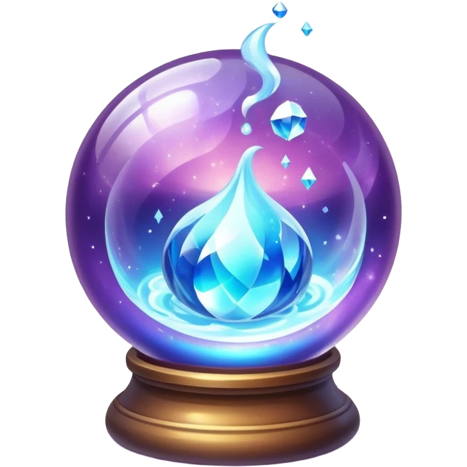 crystal magic ball with mystical swirling liquid inside, fortune telling sphere with potion-like qualities, sparkles and magical glow emoji