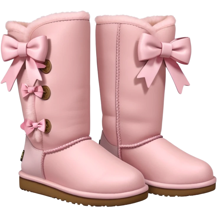 realistic pastel pink uggs with bows on the back, shoes facing the same way emoji