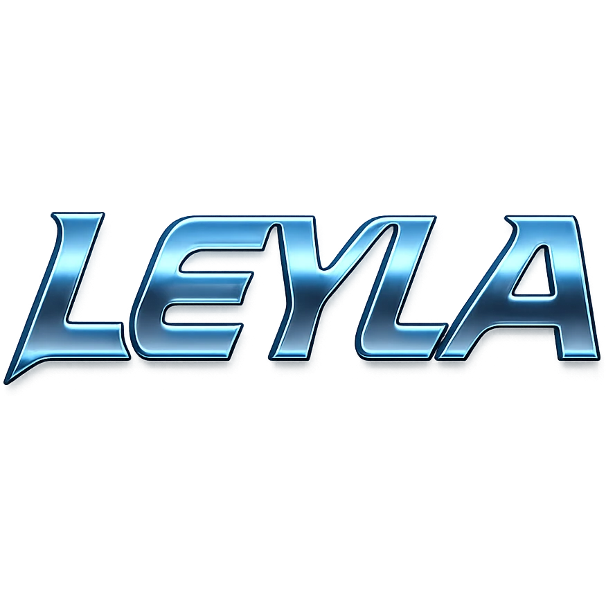 creative and eye-catching wordmark of the name LEYLA in bold futuristic style emoji