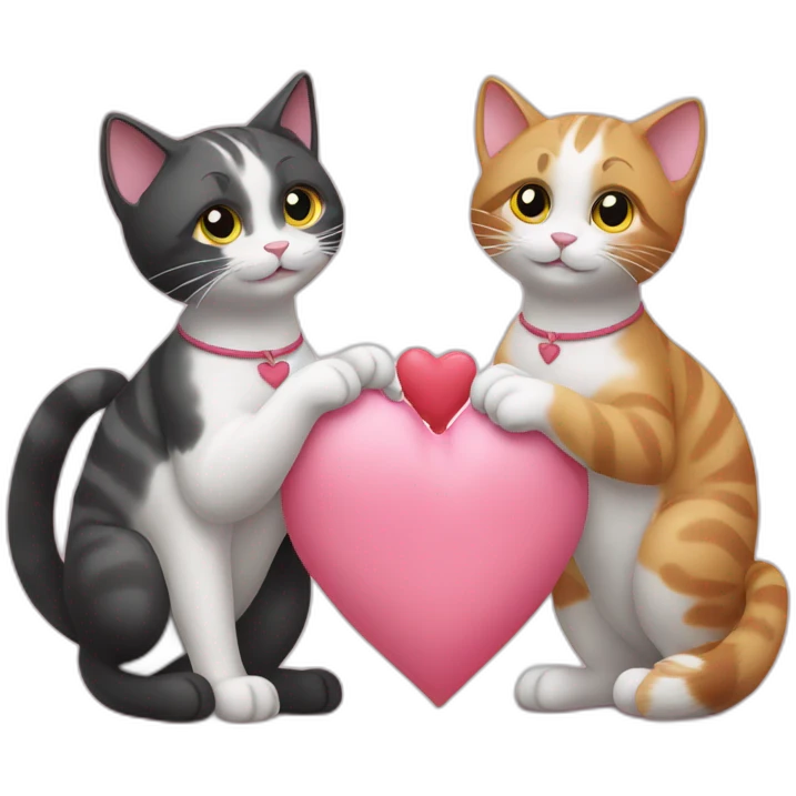 two cats with their tails in a loveheart shape emoji
