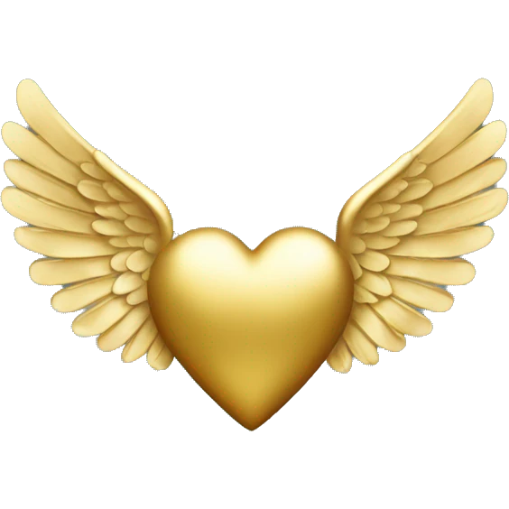 Gold heart with angel wings emoji