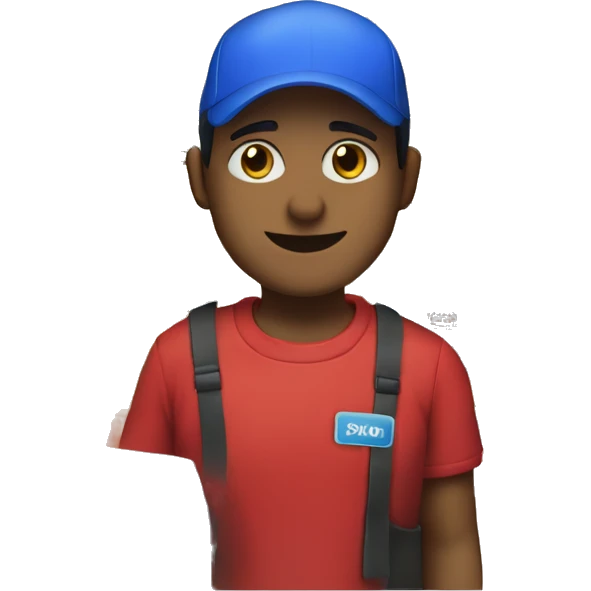 Cooperativa Obrera supermarket cashier with a red shirt and a blue cap emoji