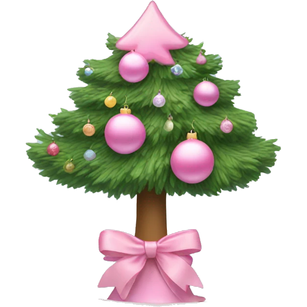 pink christmas tree with pastel ornaments emoji