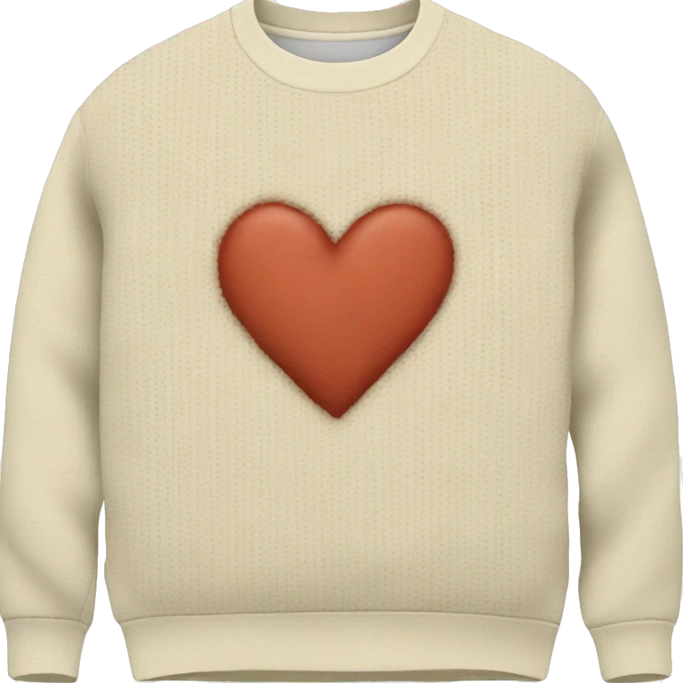 Sweater material cream heart emoji