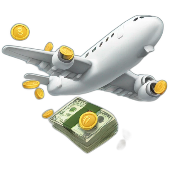 airplane droppping money emoji