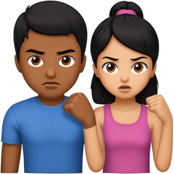 brother and sister fighting modern culture naughty  - indian skin and hairstyle emoji