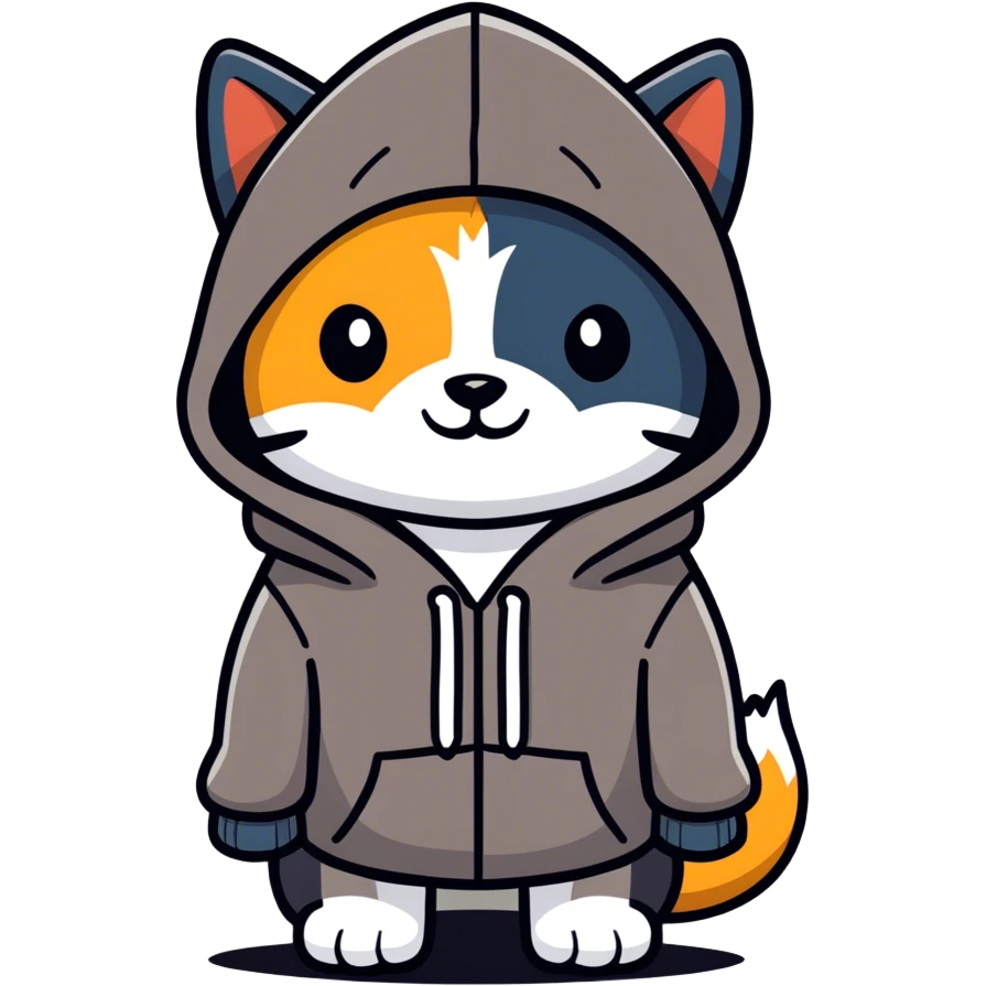 Dog cat and bird hybrid wearing a hoodie emoji