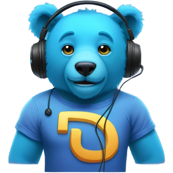 blue neon bear wearing gaming headset and hsirt that says SmiZZy emoji