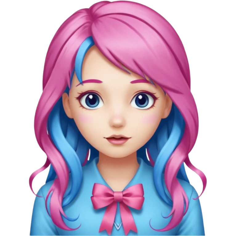 candy girl with very long blue-pink mixed candy hair with ribbon and no tattooes emoji