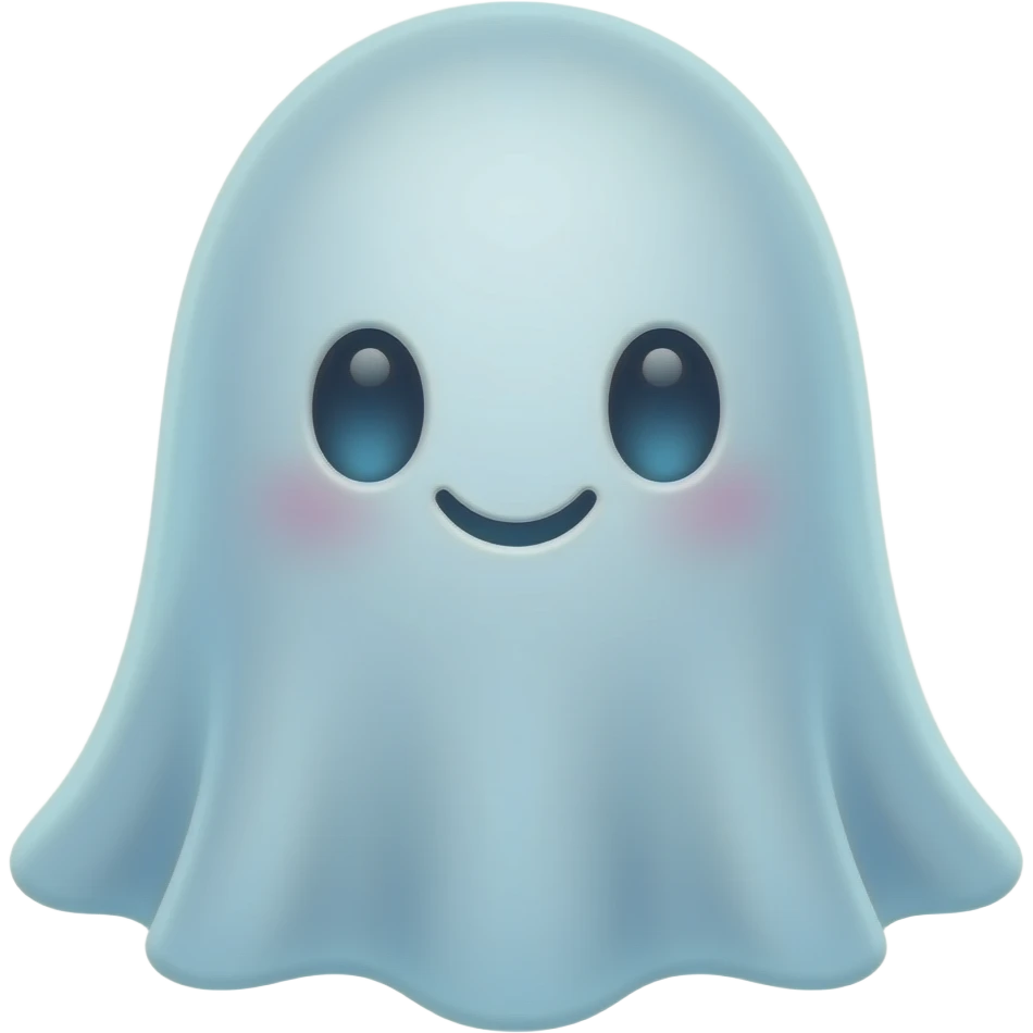 Kawaii translucent ghost with little smile emoji