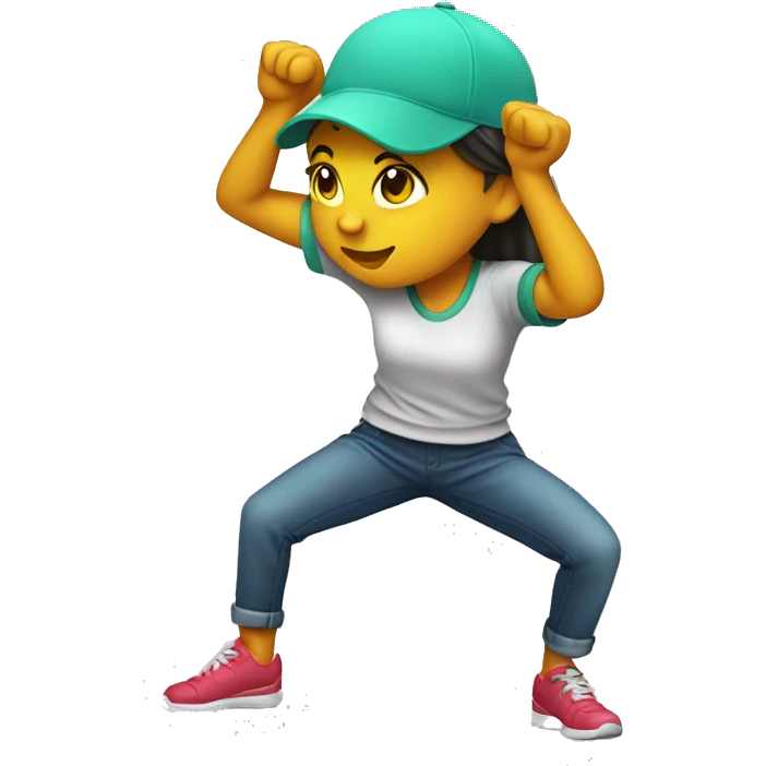 A girl dabbing emoji