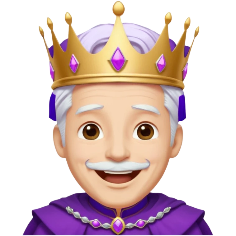 اريد ملك لونه ابيض لون عينيه بنفسجيه وايضا لون ملابسه متل الملك ولونها بنفسجي واريد ان يكون لديه تاج لونه بنفسجي اريده ان يضحك emoji