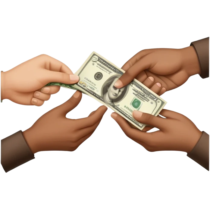Hand give Money to other hand with clothes in it giving the money to the person giving the money emoji