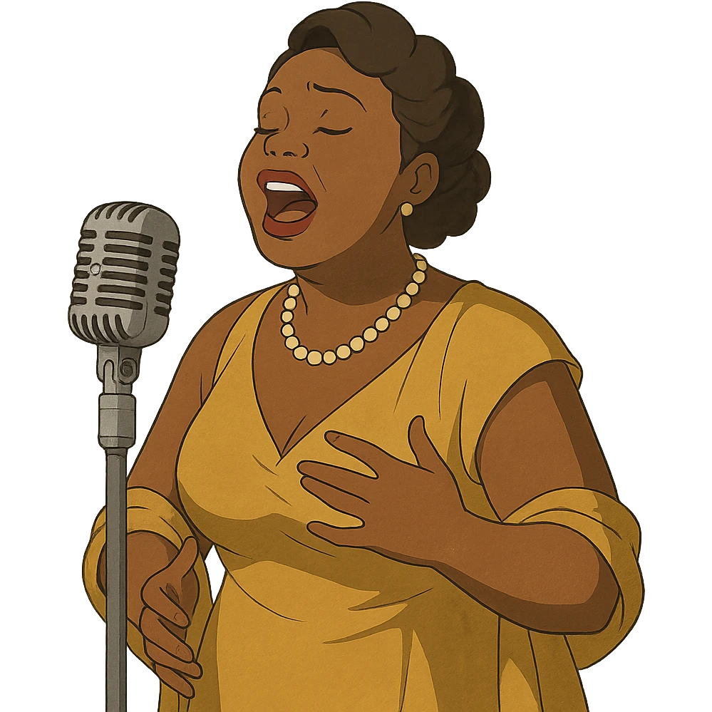 black jazz singer with vintage microphone in a 1940s nightclub emoji