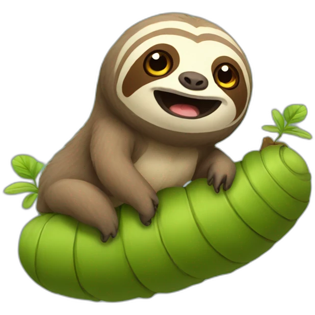 Sloth riding caterpillar emoji