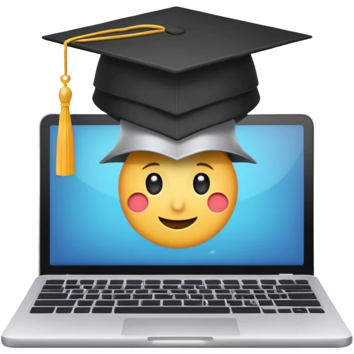 laptop with an academic cap on top, representing a learning center emoji emoji