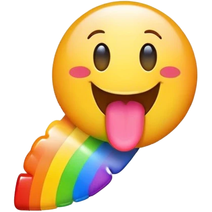 emoji sticking out its tongue in rainbow  emoji