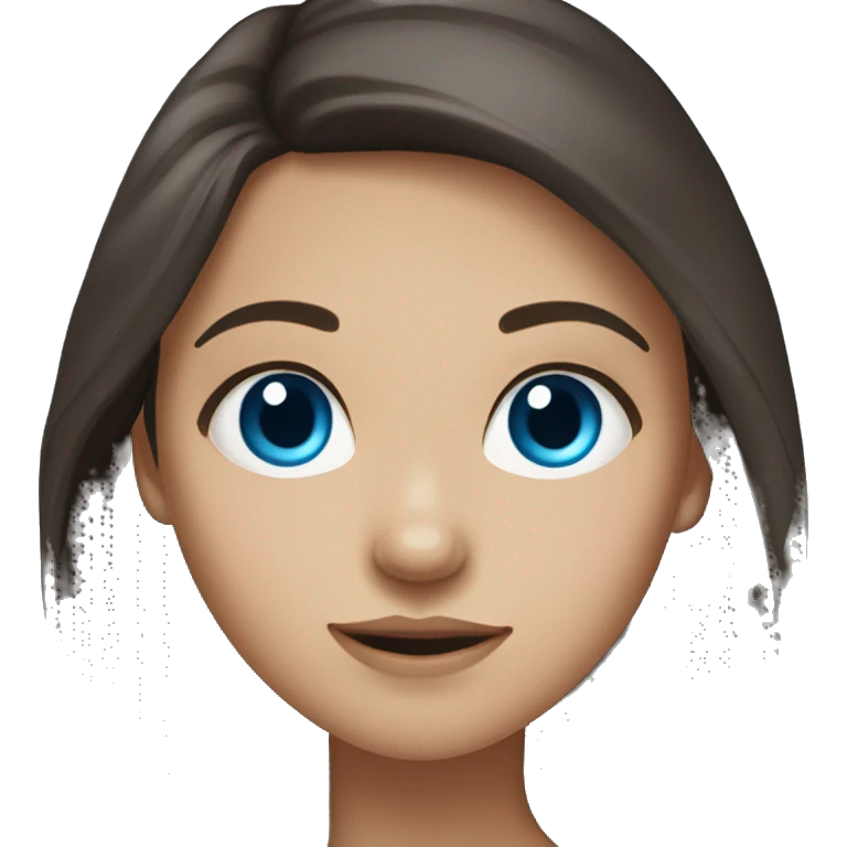 girl with long dark brown hair, light skin, blue eyes  emoji