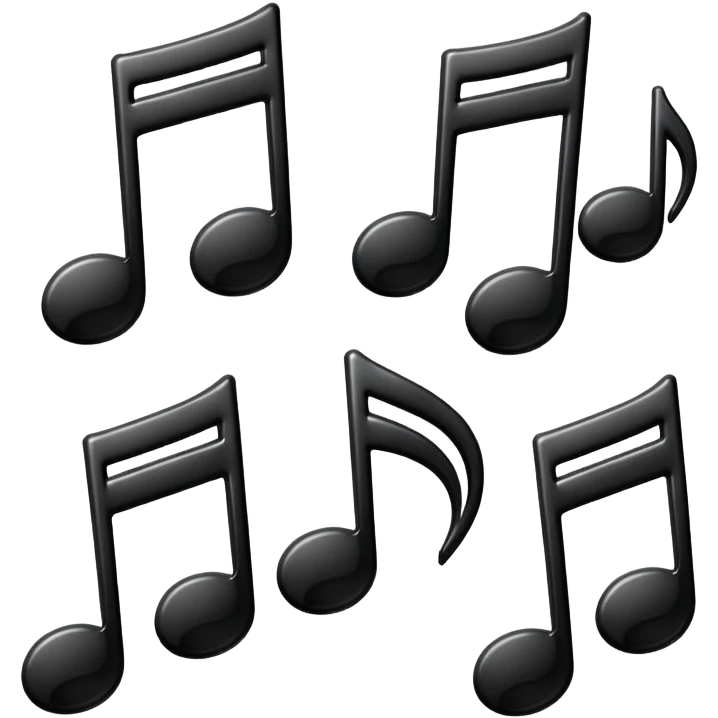 Three different black music notes emoji