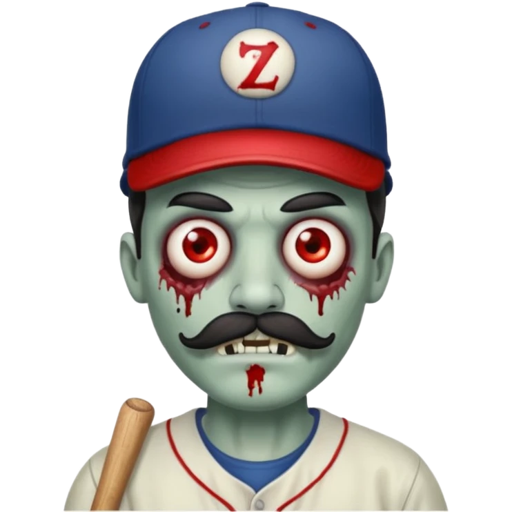 zombie with baseball hat and mustache emoji