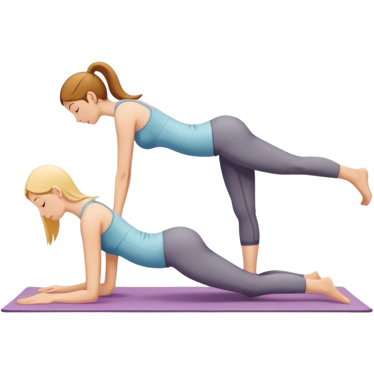 two ladies in downward dog back to back  emoji