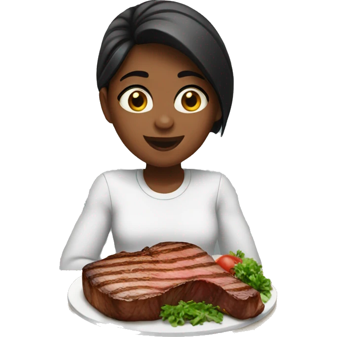 Girl eating steak  emoji