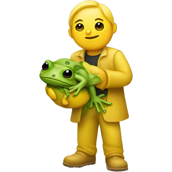 Yellow person holding a frog emoji