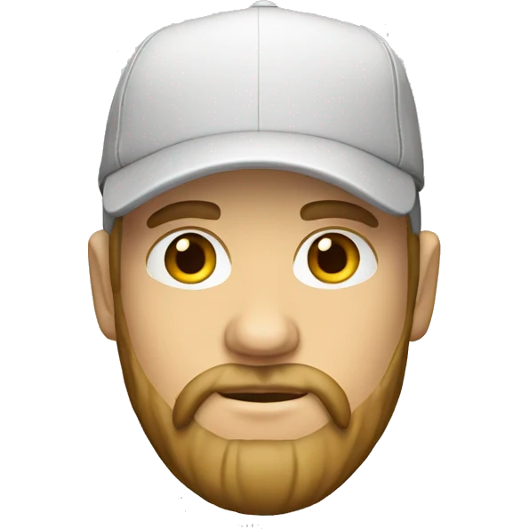 White  man cap with beard emoji