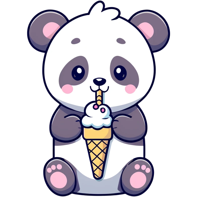 Panda eating ice cream emoji