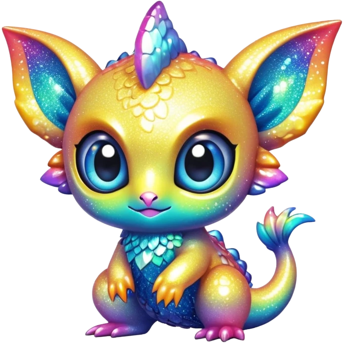 Randomly-colored sparkly exotic chibi Fakémon-creature emoji