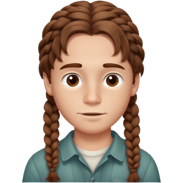 Boy with brown wavy hair in braids emoji