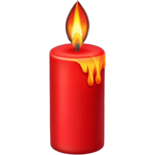 red wax candle with a bright red flame emoji