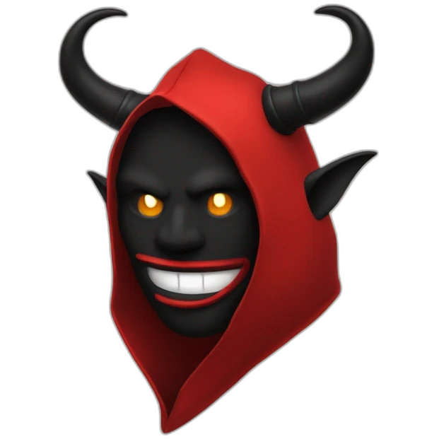 tete rouge sous capuche noir avec corne de diable rouge emoji