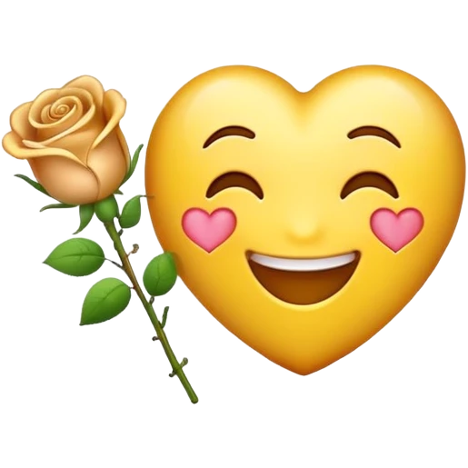 Yellow emoji blowing rose gold heart  emoji