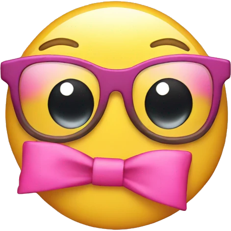 Yellow emoji with glasses and pink bow emoji
