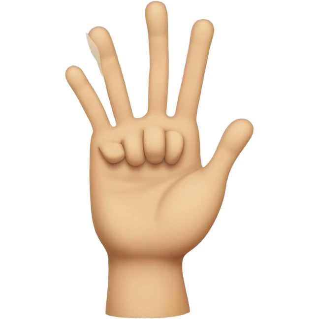 A hand waving missing two middle fingers bandaged  emoji