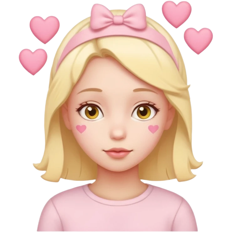A girl with hearts around her head in soft pink, beige and yellow pastel colors emoji