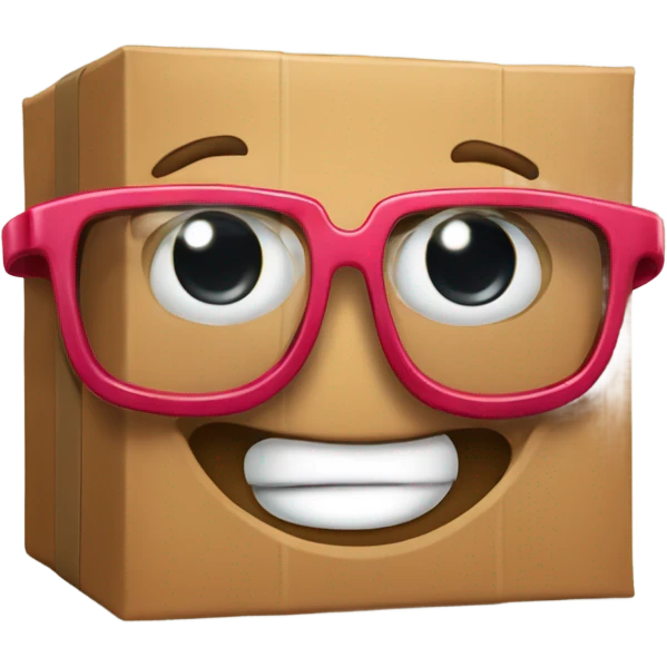 caja inteligente con lentes encima de un corazon gigante emoji
