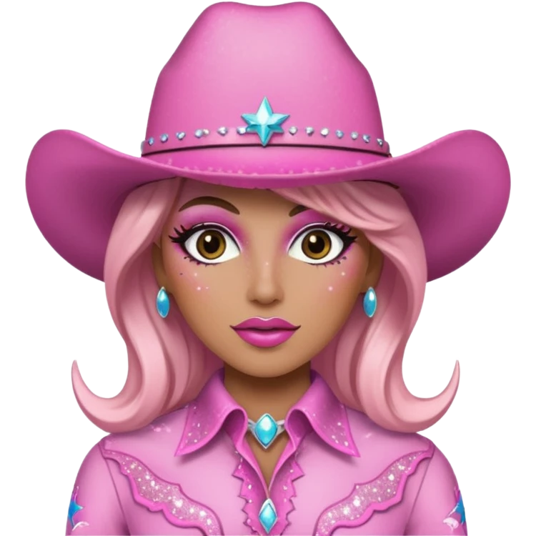 pink cowgirl glitter, drag emoji